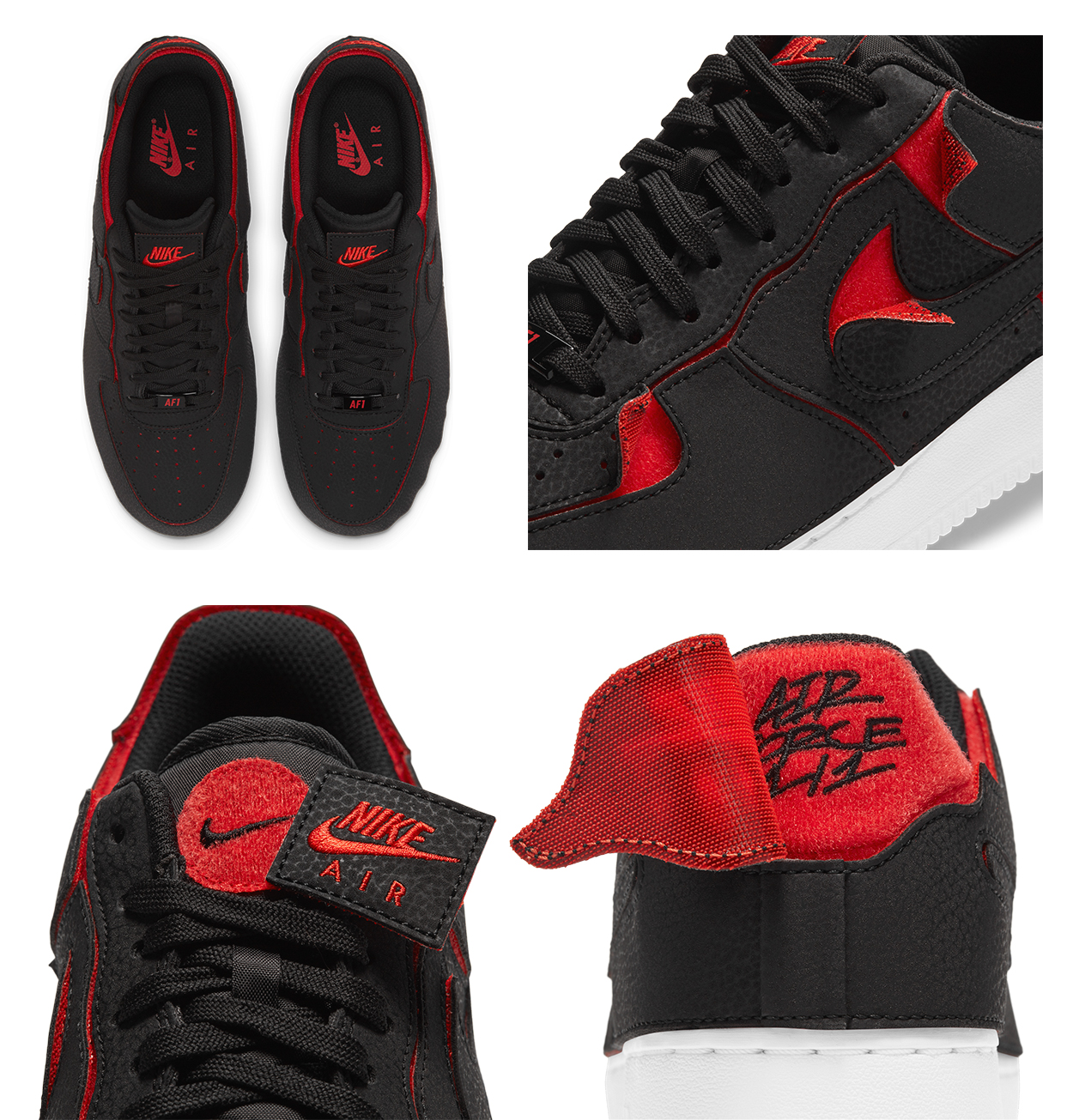 NIKE AIR FORCE 1 LOW 1/1 BLACK RED GREEN CUSTOM for £115.00
