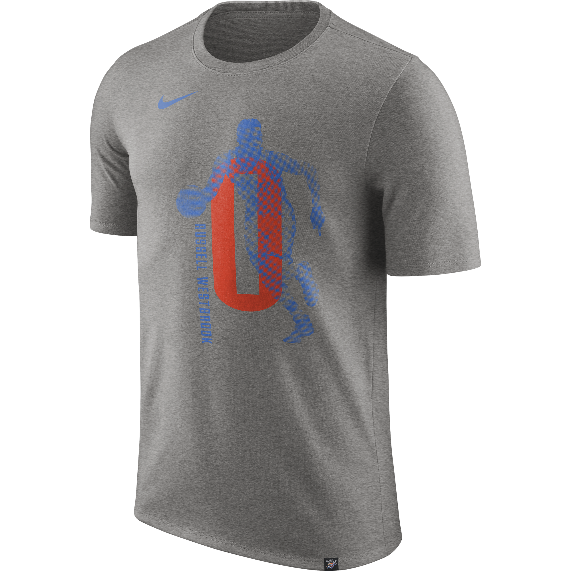 NIKE NBA RUSSELL WESTBROOK OKLAHOMA CITY THUNDER TEE DARK GREY HEATHER