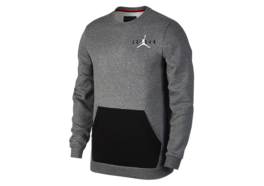 NIKE AIR JORDAN SPORTSWEAR JUMPMAN AIR FLEECE CREW CARBON HEATHER price 65.00 Basketzone