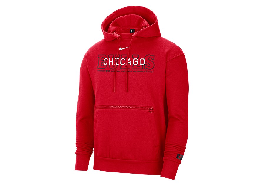 NIKE NBA CHICAGO BULLS COURTSIDE PULLOVER HOODIE UNIVERSITY RED pour € ...