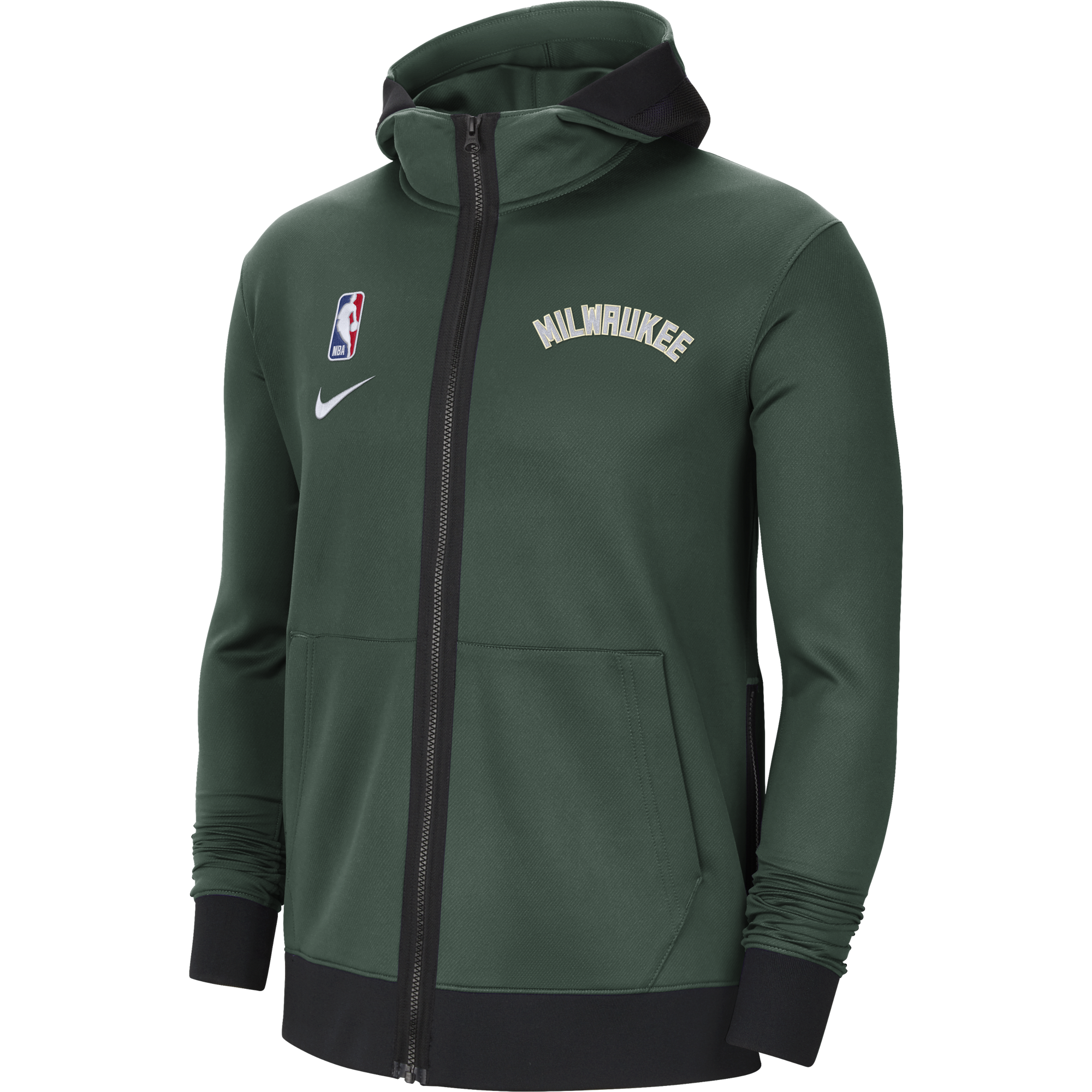 NIKE NBA MILWAUKEE BUCKS SHOWTIME THERMA FLEX HOODIE FIR