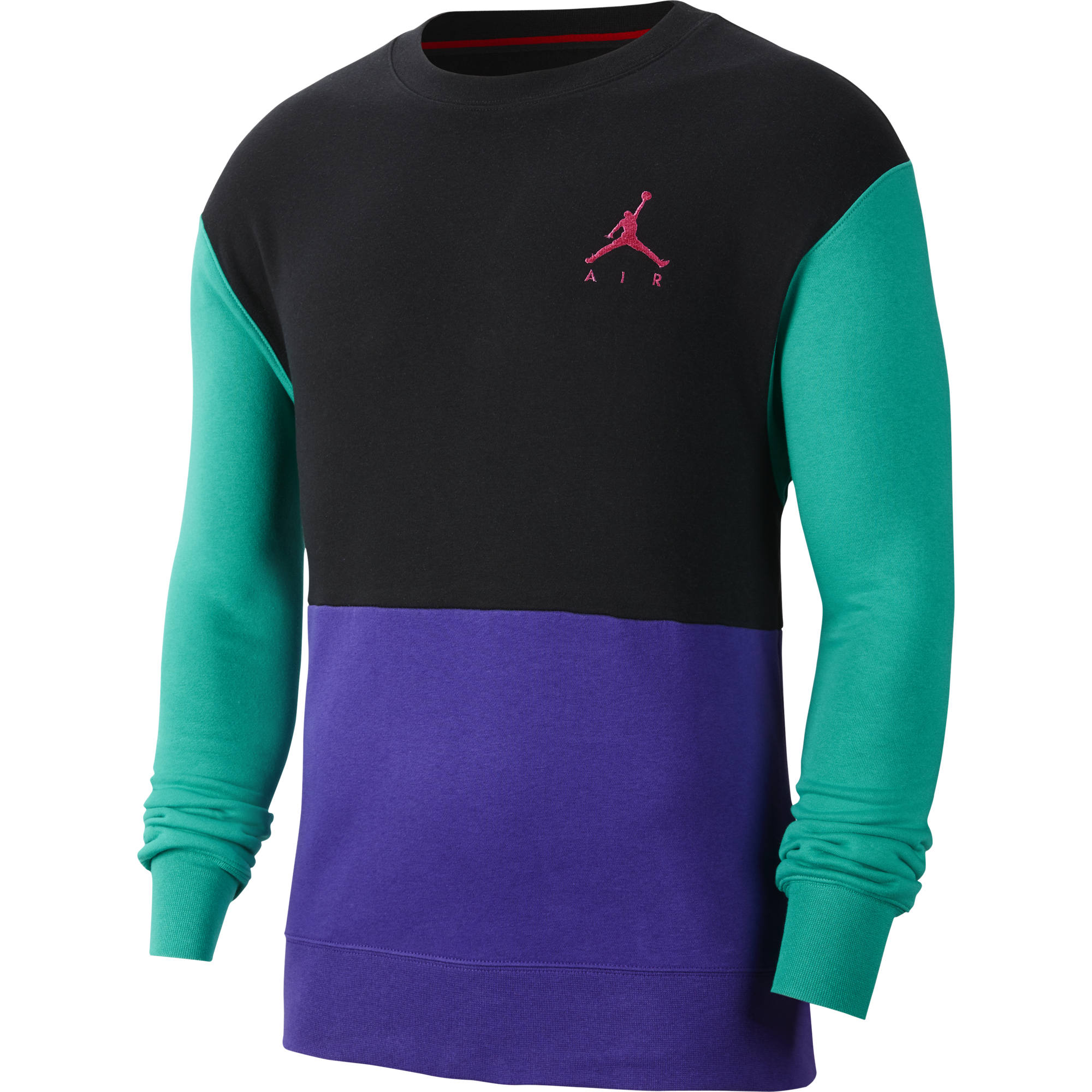 NIKE AIR JORDAN JUMPMAN AIR FLEECE CREW BLACK COURT PURPLE