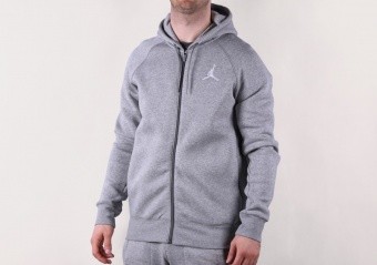 NIKE AIR JORDAN FLIGHT FLEECE FULL-ZIP HOODIE DARK GREY HEATHER