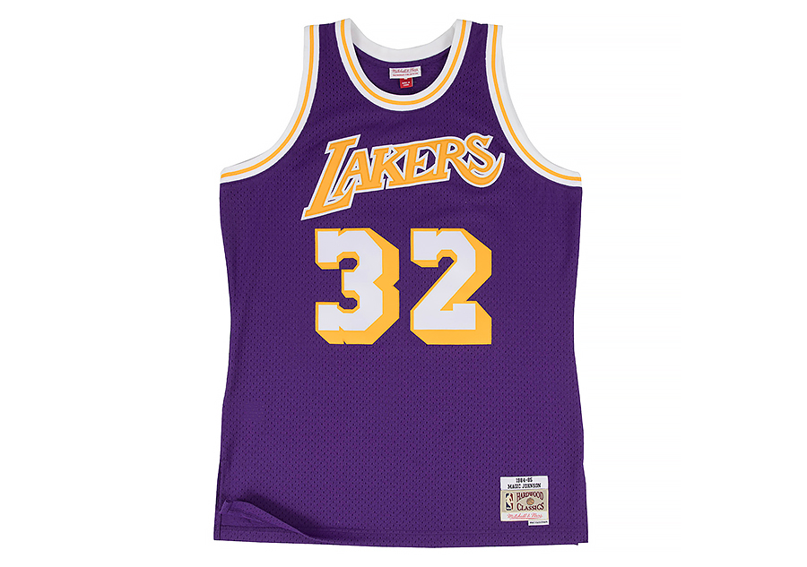 Los Angeles Lakers Mitchell & Ness Purple Hardwood Classics Throwback  Wordmark Satin Jacket