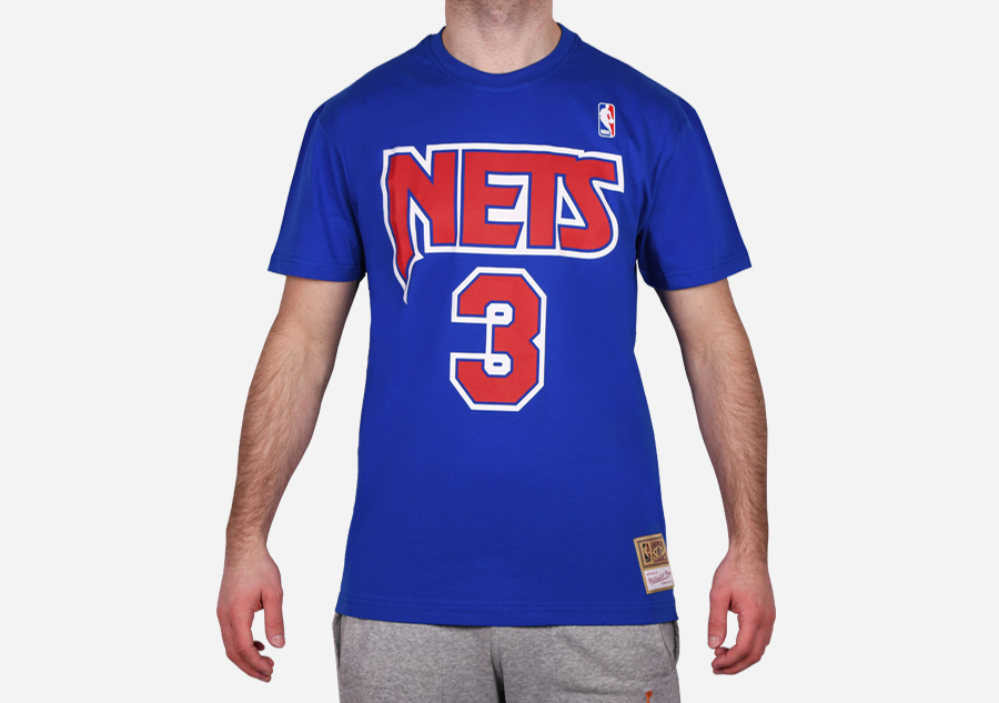 Men's Mitchell & Ness Drazen Petrovic Royal New Jersey Nets Hardwood Classics Retro Name Number T-Shirt