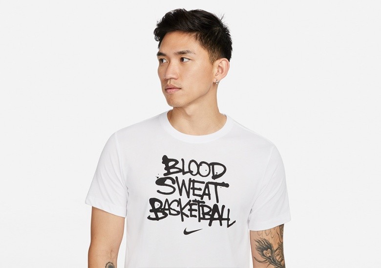 NIKE DRI-FIT BLOOD, SWEAT, BASKETBALL WHITE