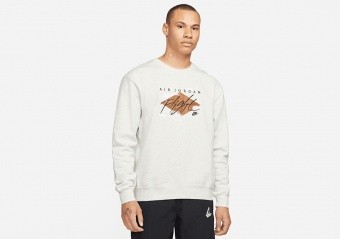 NIKE AIR JORDAN ESSENTIALS STATEMENT FLEECE CREW SWEATSHIRT OATMEAL HEATHER