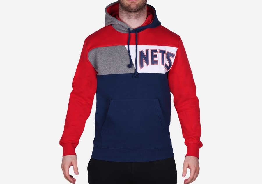 MITCHELL NESS COLOR BLOCKED FLEECE HOODIE NEW JERSEY NETS price 87.50 Basketzone