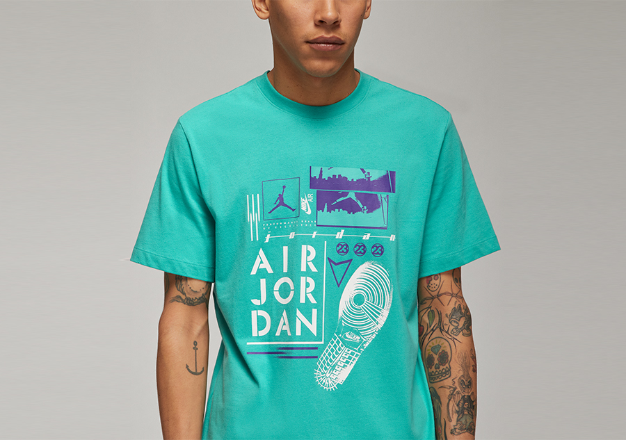 NIKE AIR JORDAN BRAND GRAPHIC CREW 2 TEE WASHED TEAL price 37.50